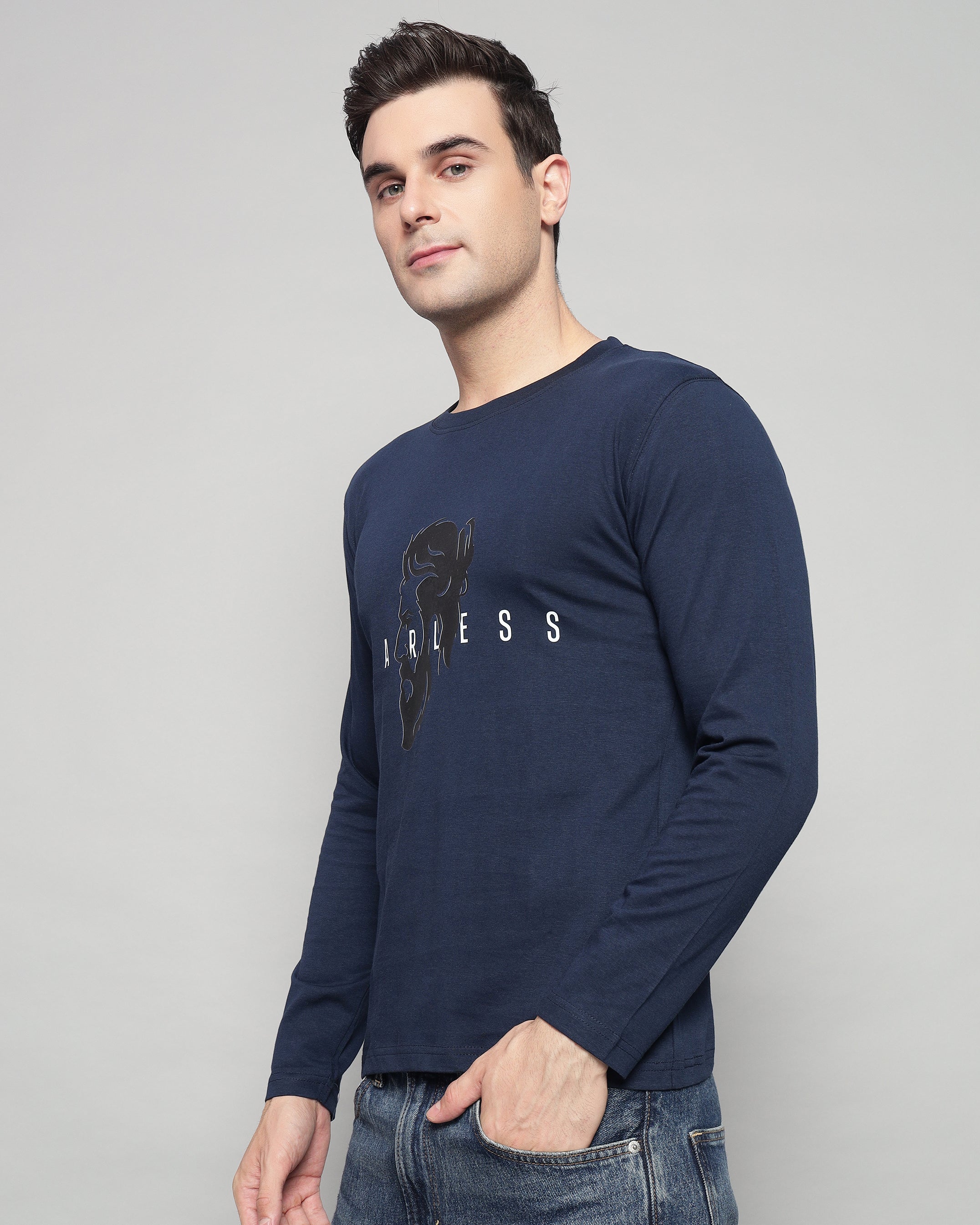 Caual Long Sleeve T-shirt - Navy Blue